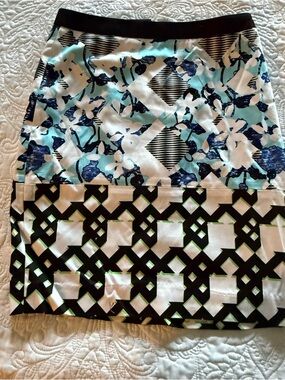 Peter Pilotto Multi-Pattern Mini Skirt in Blue, Black, White